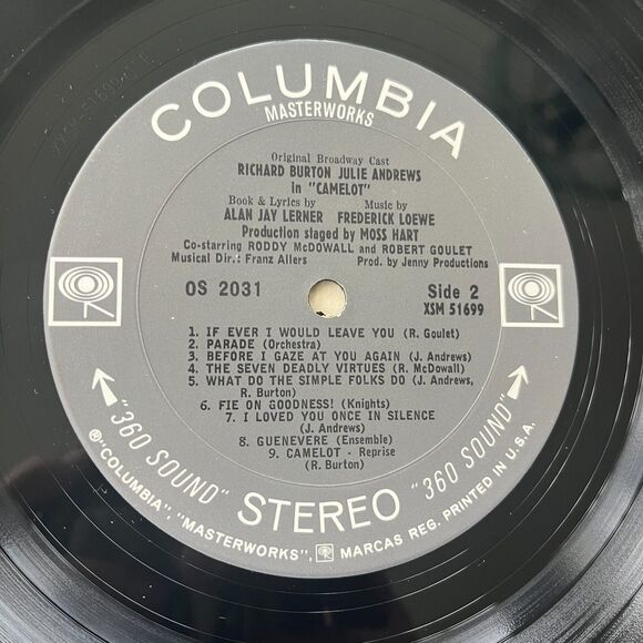 CAMELOT Vinyl LP Record VTG 1967 Original Broadway Cast Recording Burton Andrews - Picture 6 of 9